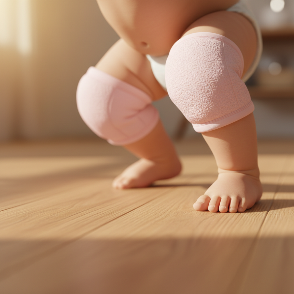 Daliona baby safety knee pads with soft padding and adjustable straps, designed to protect baby's knees during crawling.