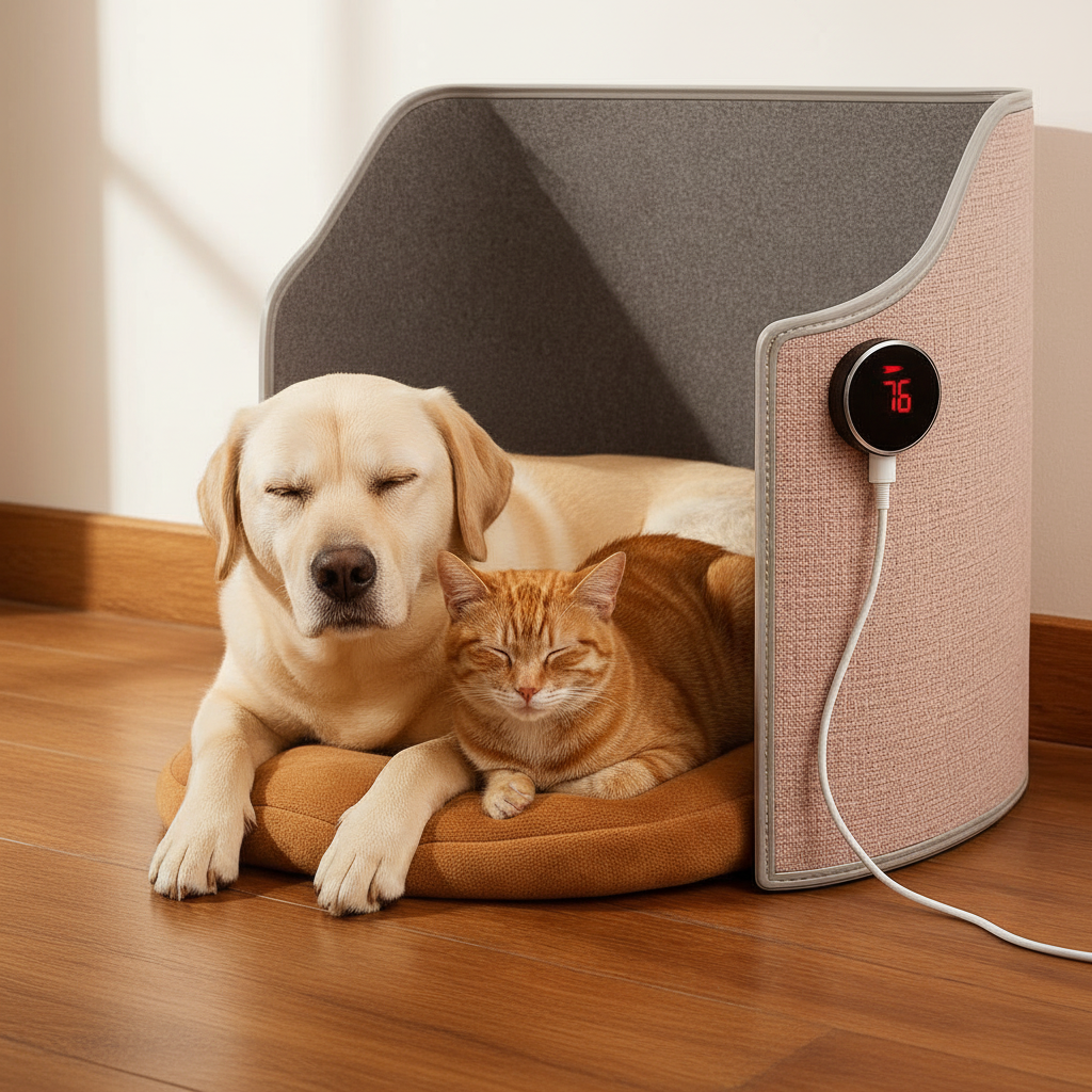 Cat and dog together with CozyPet Heater