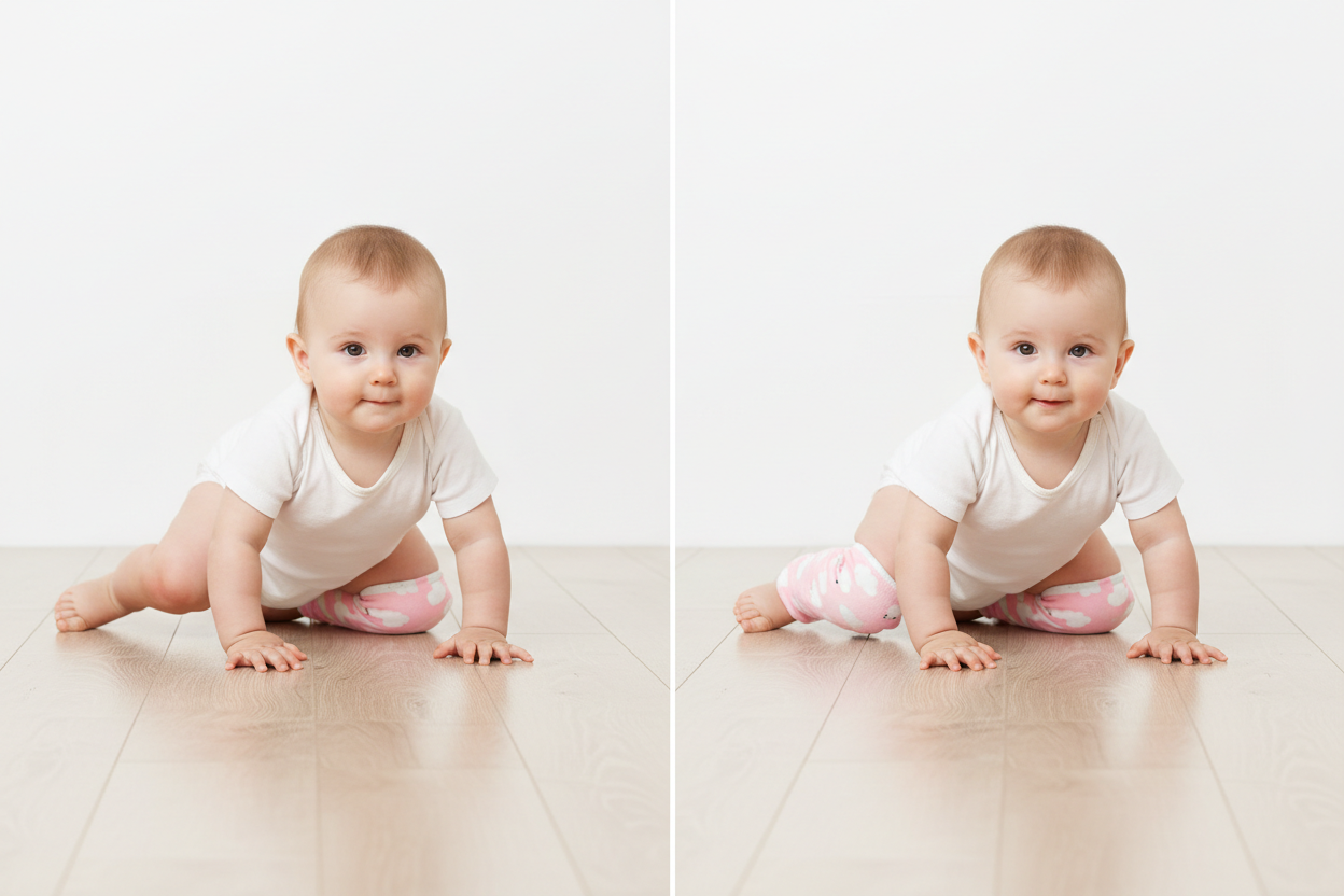 Daliona baby safety knee pads with soft padding and adjustable straps, designed to protect babies' knees during crawling.