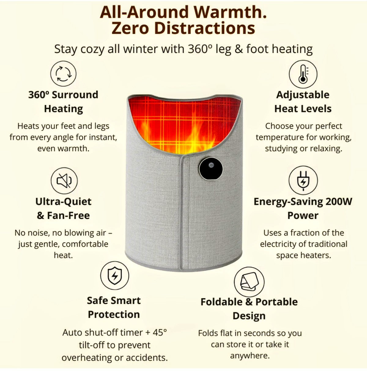 🔥 CozyFold Silent Under‑Desk Heater - daliona